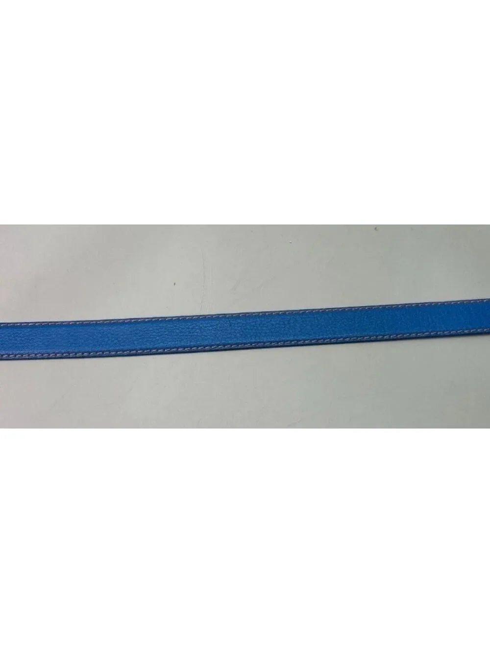 Roger Ximenez Men's Italian Calf Leather Blue  Yellow Stitching Belt 46 Inches